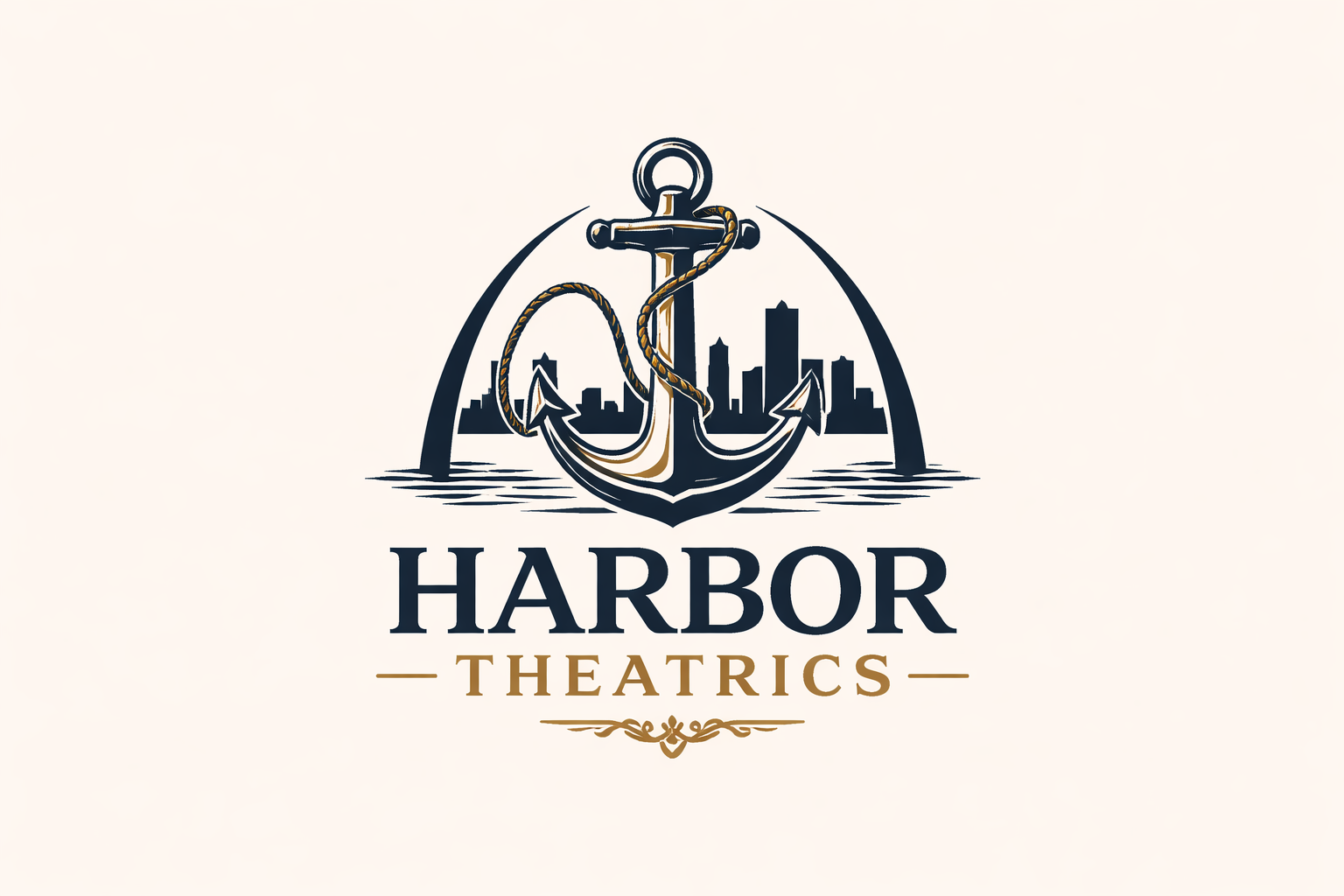 Harbor Theatrics logo: an anchor, the St. Louis skyline and Gateway Arch